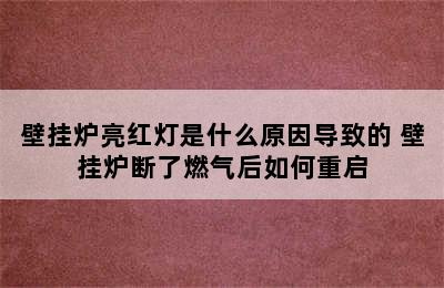 壁挂炉亮红灯是什么原因导致的 壁挂炉断了燃气后如何重启